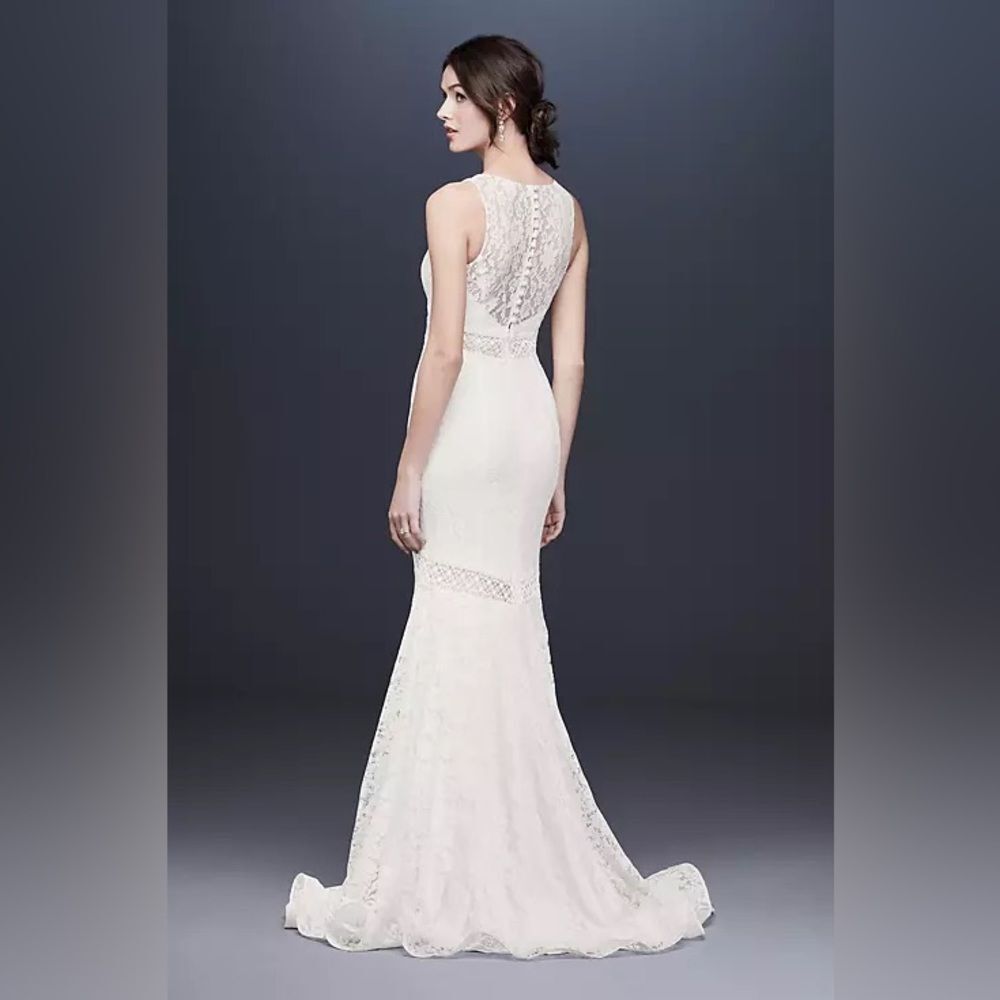 GALINA V-Neck Lace Illusion Wedding Dress, White, NWT, Size 20W - Picture 13 of 14